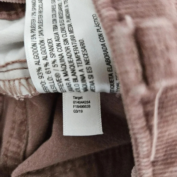 Universal Thread Skinny Ankle Corduroy Pants Dusty Rose Mid Rise - Picture 5 of 5